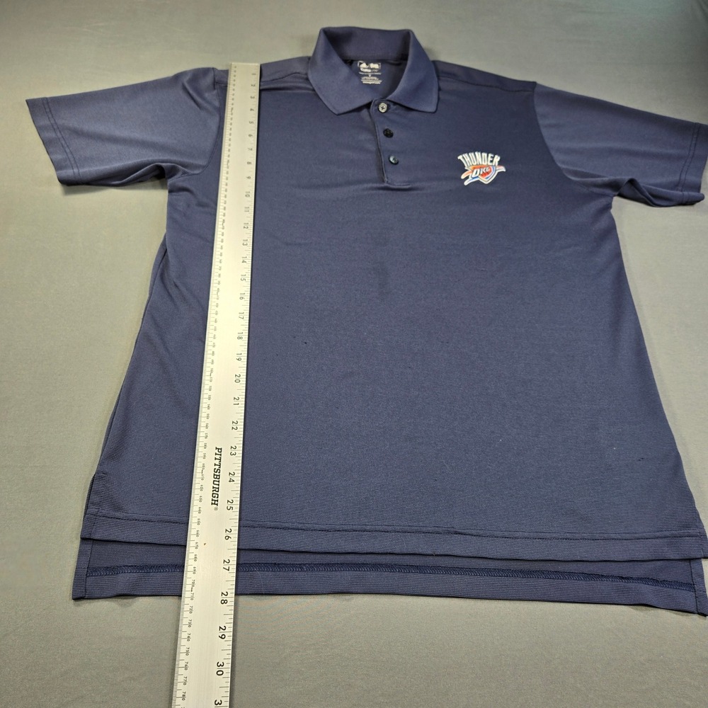 Adidas OKC Thunder Navy Blue Climalite Polo Shirt Mens Small NBA Basketball - Picture 6 of 8